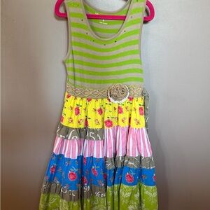 Mustard Pie Boho Striped & Floral tiered Dress